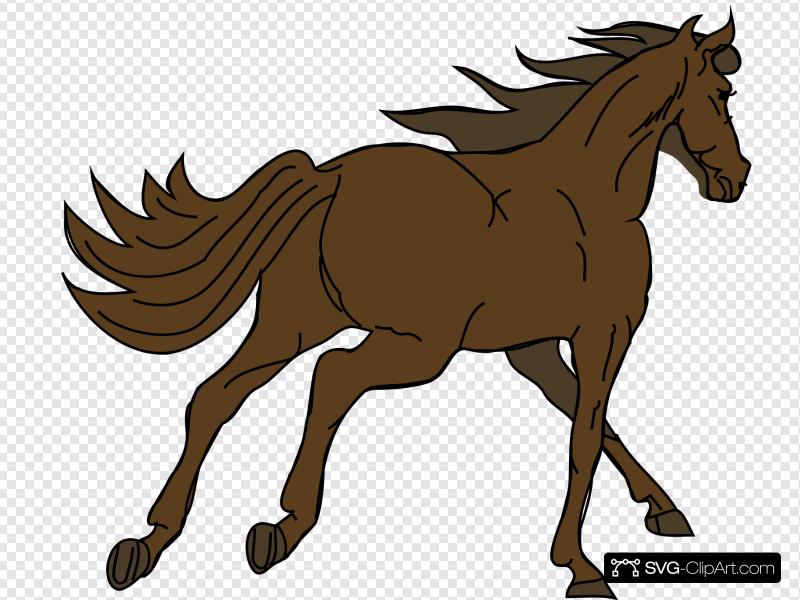 Running Brown Horse Clip art, Icon and SVG.