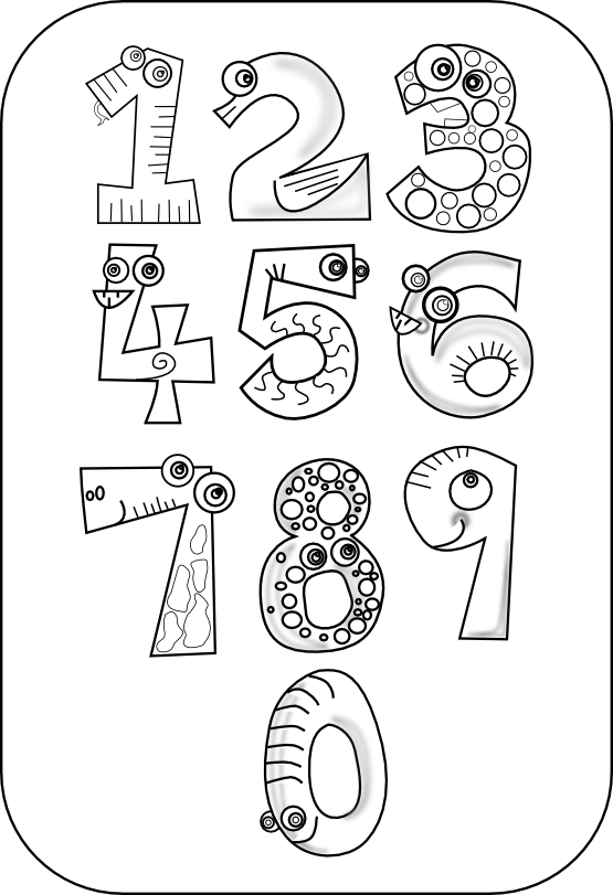 Black And White Numbers Clipart.
