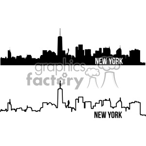 new york city skyline vector art outline and fill clipart. Royalty.