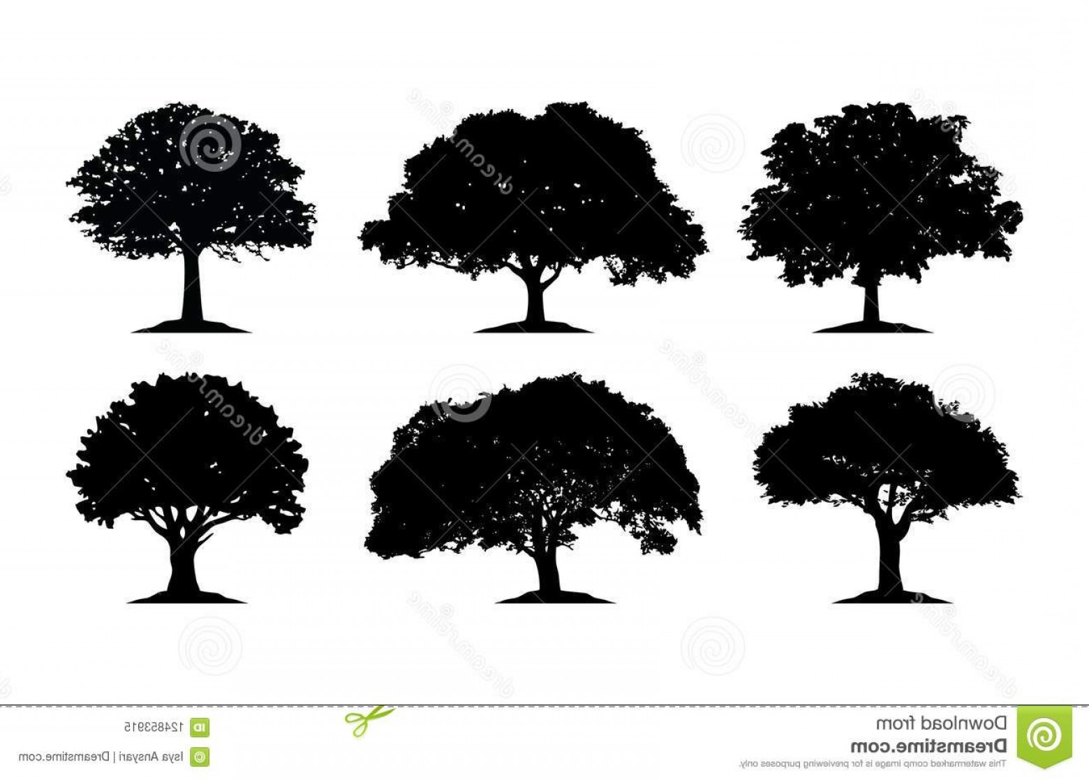 Vector Clip Art Oak Trees.