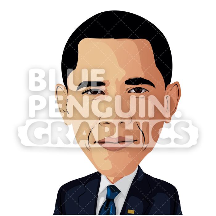 American President Barack Obama Vector Cartoon Clipart Illustration.