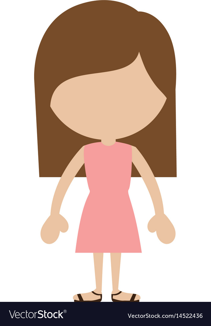 Color silhouette of faceless girl standing with.