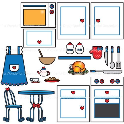opicture of a childlike kitchen for clipart.
