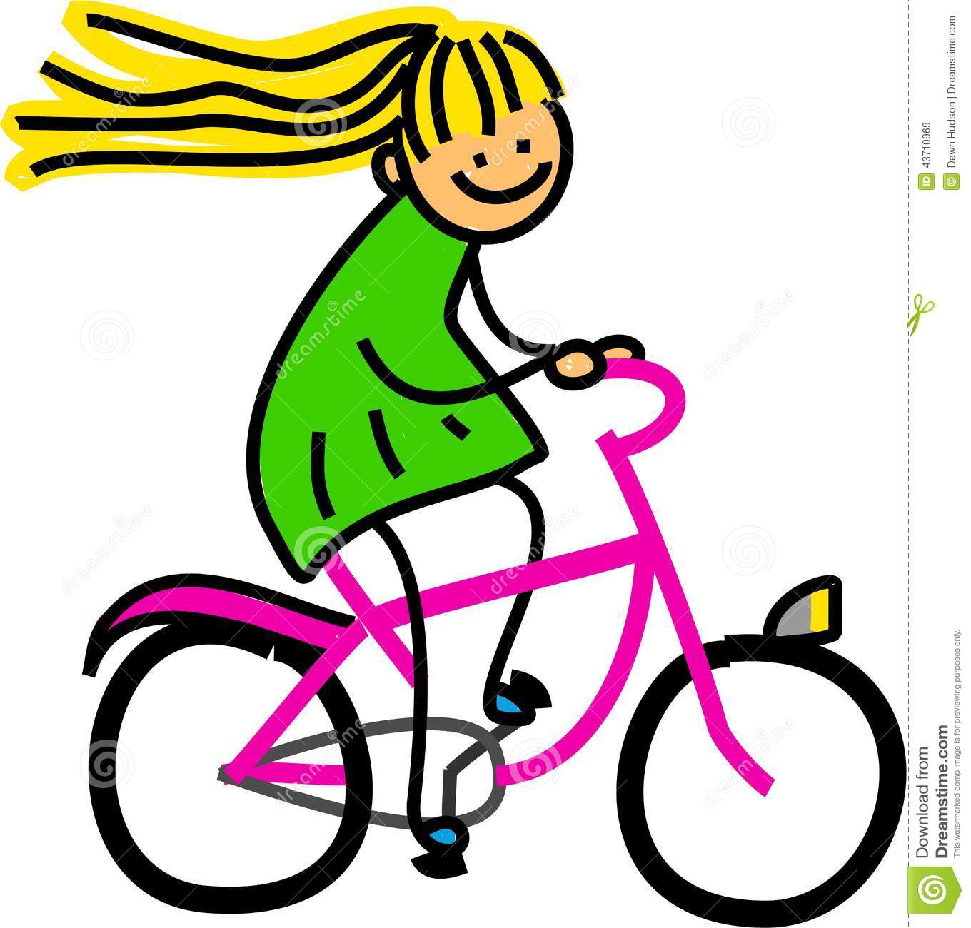 小女孩的画法骑自行车图片