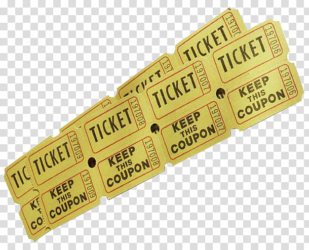 Ticket s, yellow movie ticket illustration transparent.