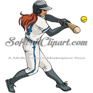 Colorful Clip Art of a Softball Player Waving.