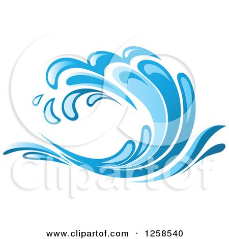Clipart of a Blue Ocean Surf Wave.