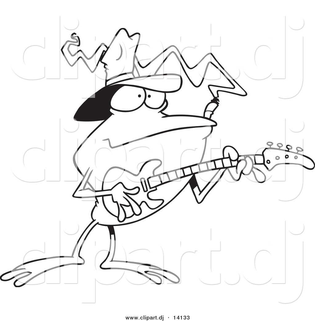 Vector of Cartoon Bass Guitarist Frog.