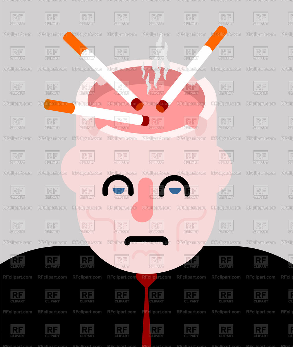 Brain 178. Курильщик вектор. Пепельница голова. Second-Smokers illustration.