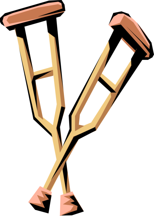 Vector Illustration Of Mobility Aid Crutches For Short.