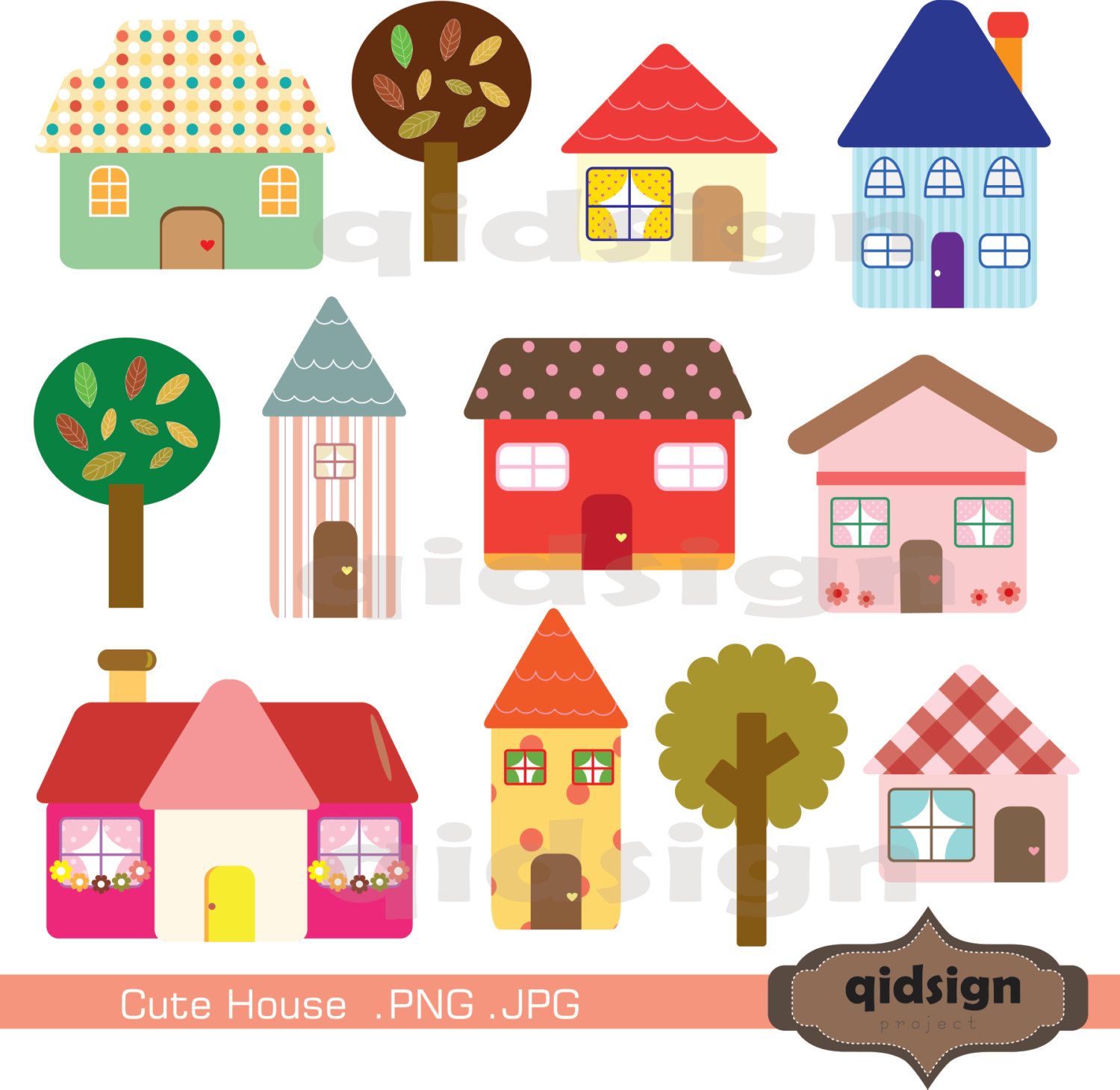 Cute House Clipart Personal and Commercial UseDigital.