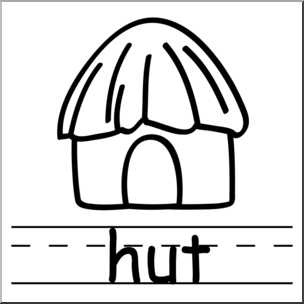 Clip Art: Basic Words: Hut B&W (poster) I abcteach.com.
