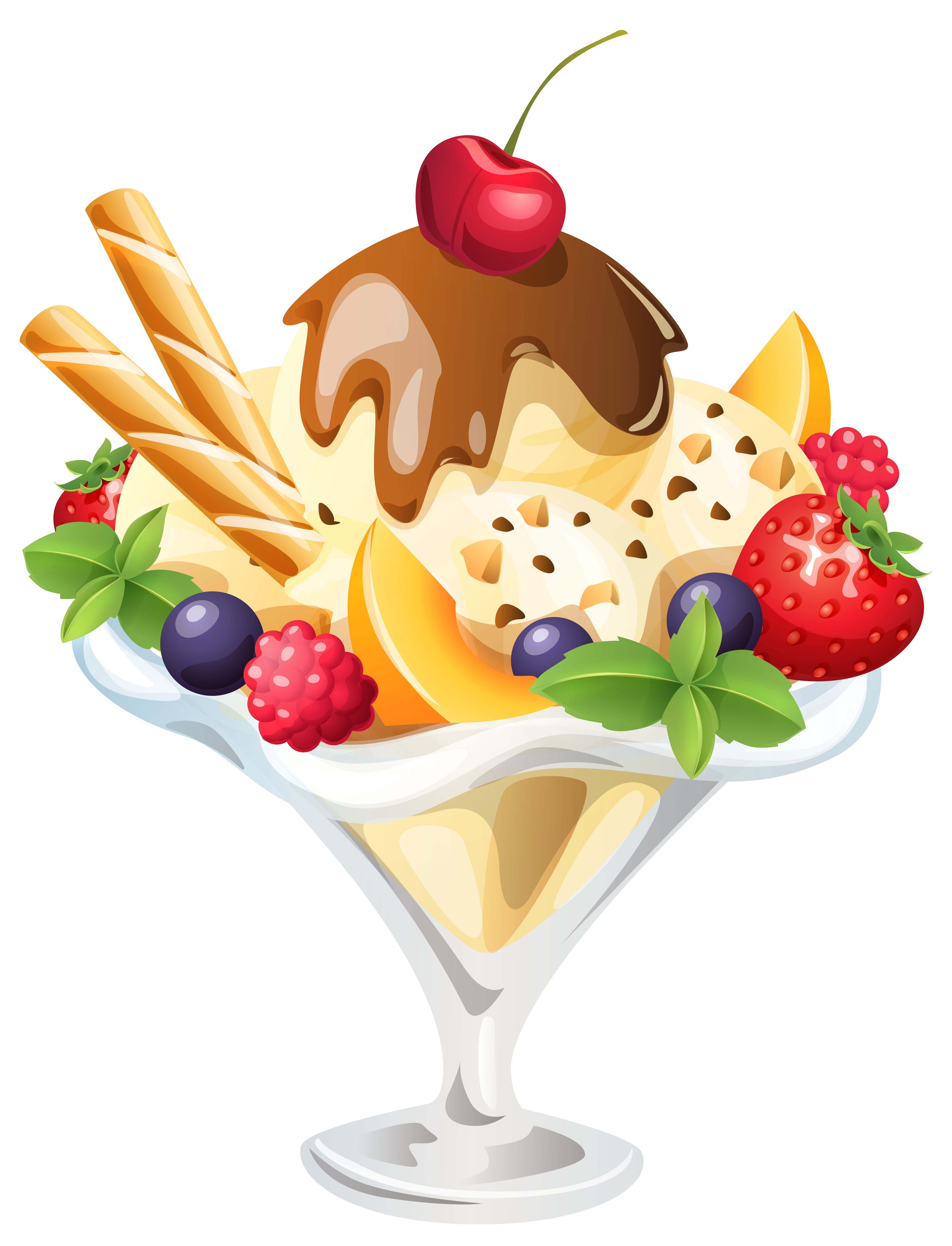 Ice Cream Sundae PNG Clipart Image.