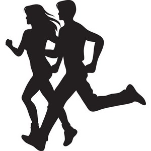 Two People Running Clipart.