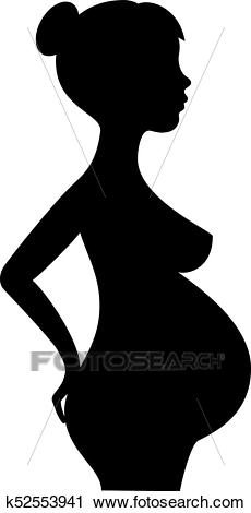Pregnant woman silhouette vector icon Clipart.