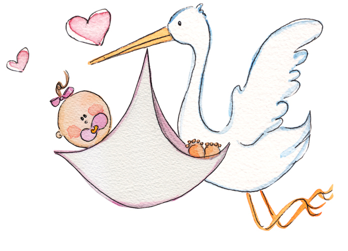 Baby Girl Stork Clipart.