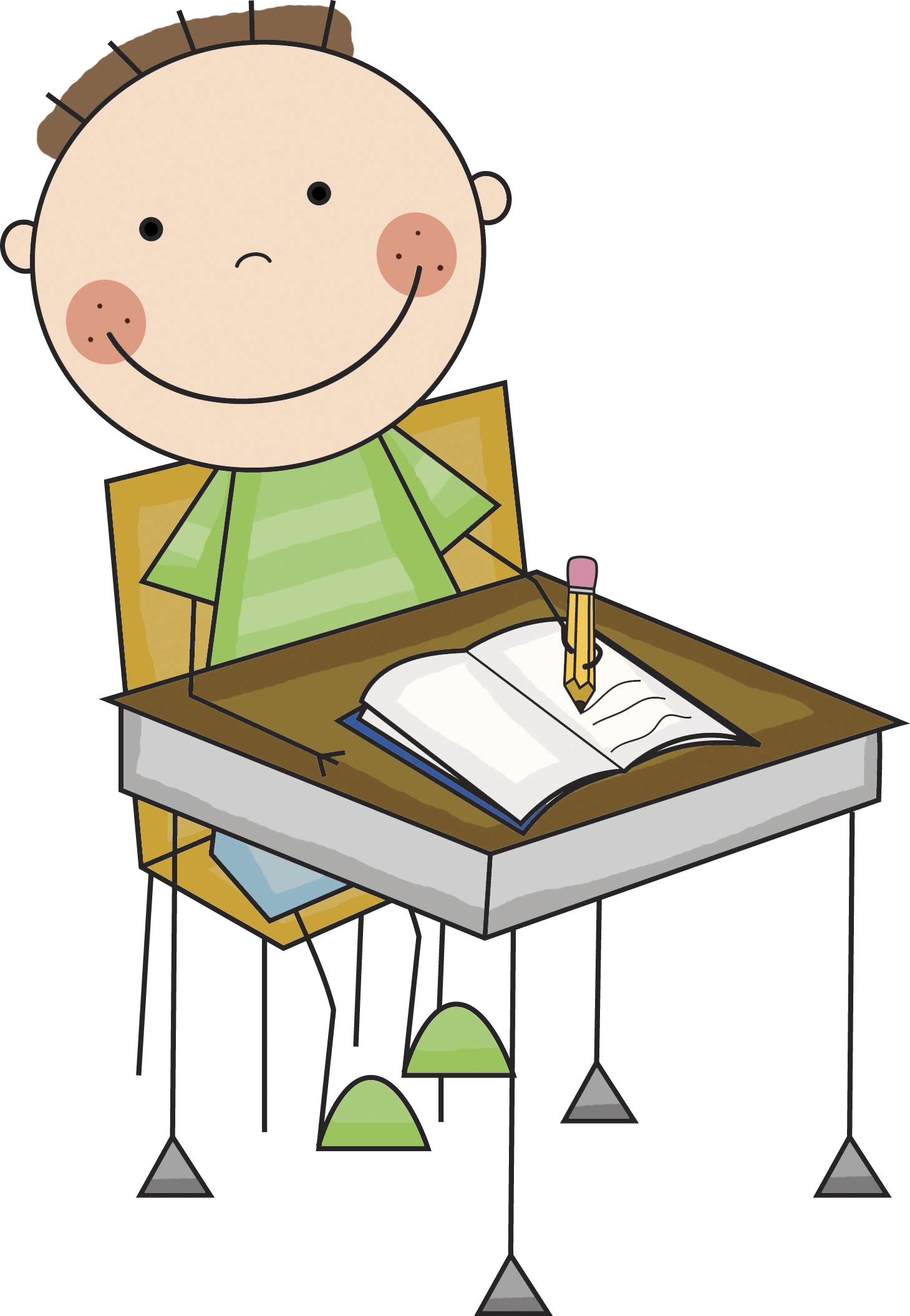 Student Writing At Desk Clipart.