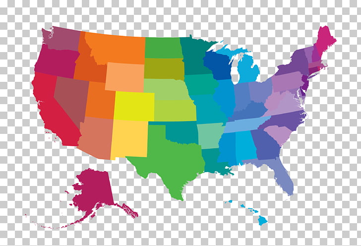 United States Map World map, color map, multicolored map.