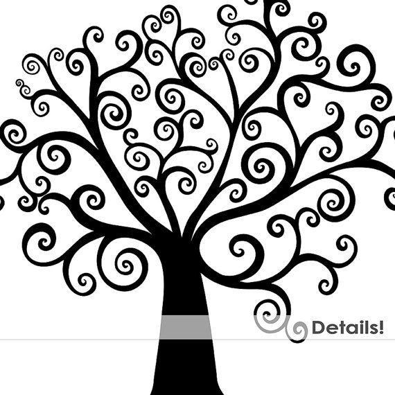 75% SALE Whimsical Tree Clip Art, Tree of life Silhouette.