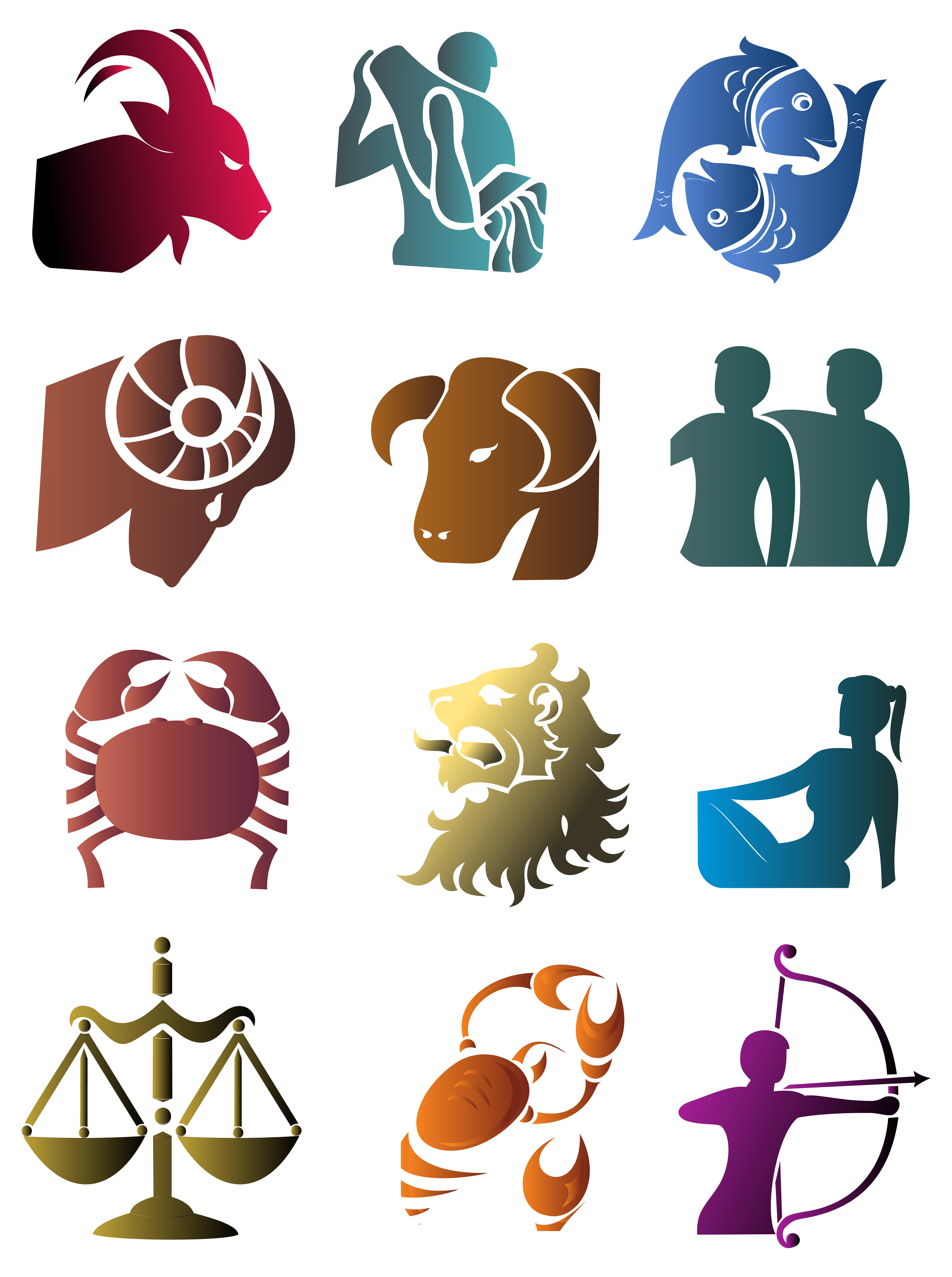 Zodiac Signs Set Large PNG Clipart Picture.