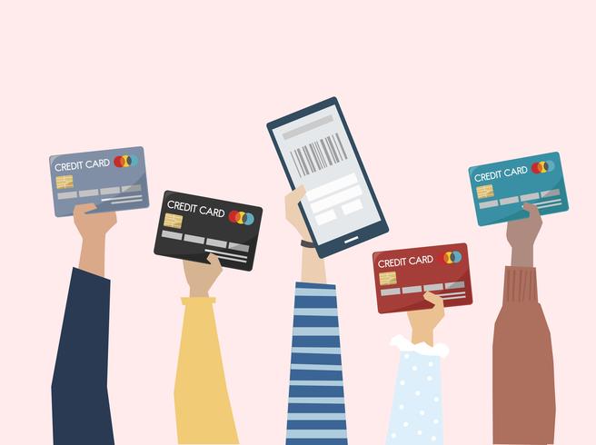 Illustration of online payment with credit card.