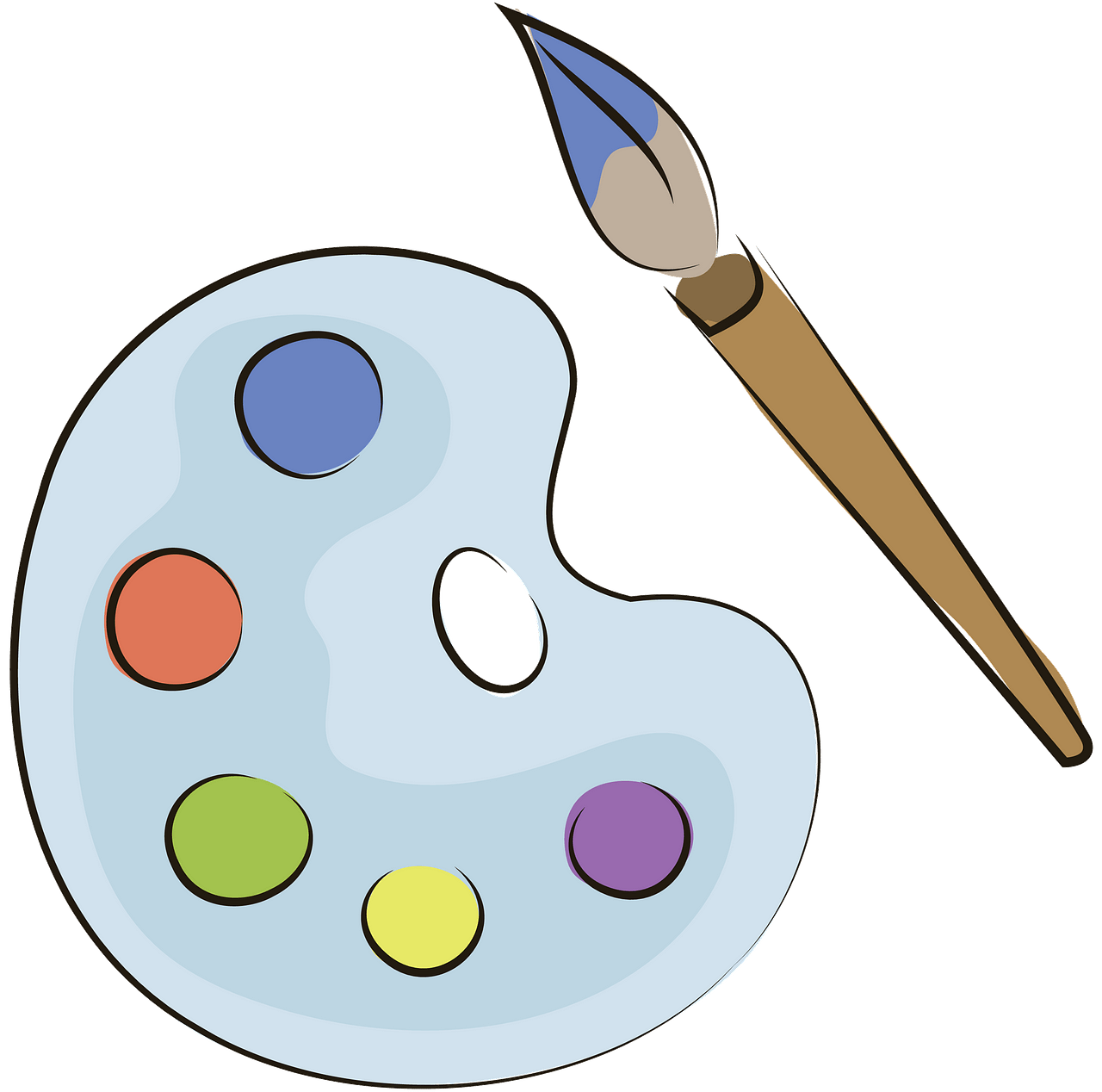 Painter Palette and Brush clipart. Free download..