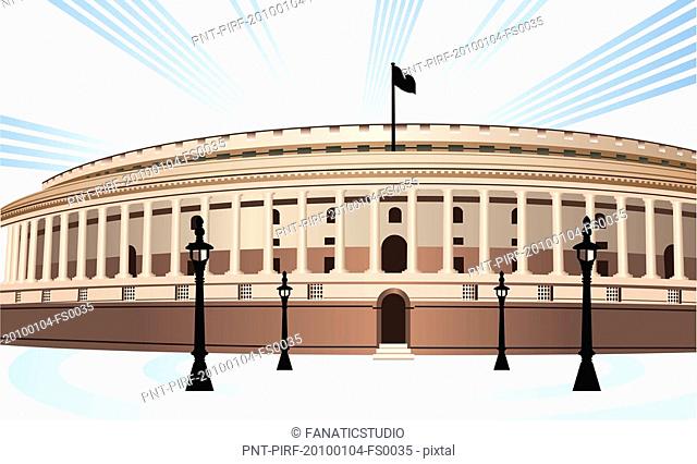 An illustration of indian parliament building Stock Photos.