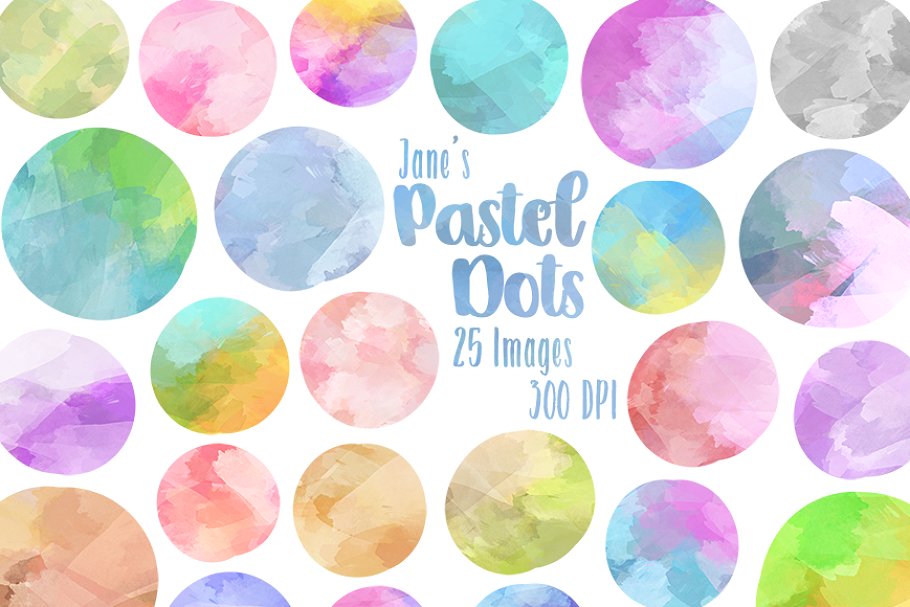 Watercolor Pastel Circles Clipart.