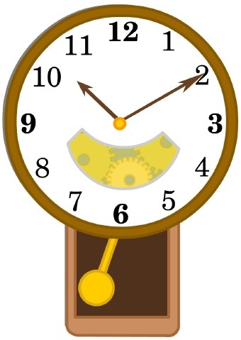Wall clock with pendulum clipart.