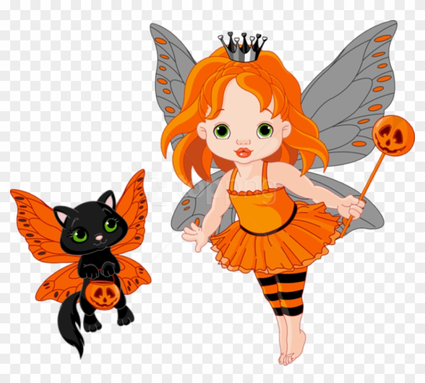 Free Png Download Transparent Halloween Fairy And Cat.