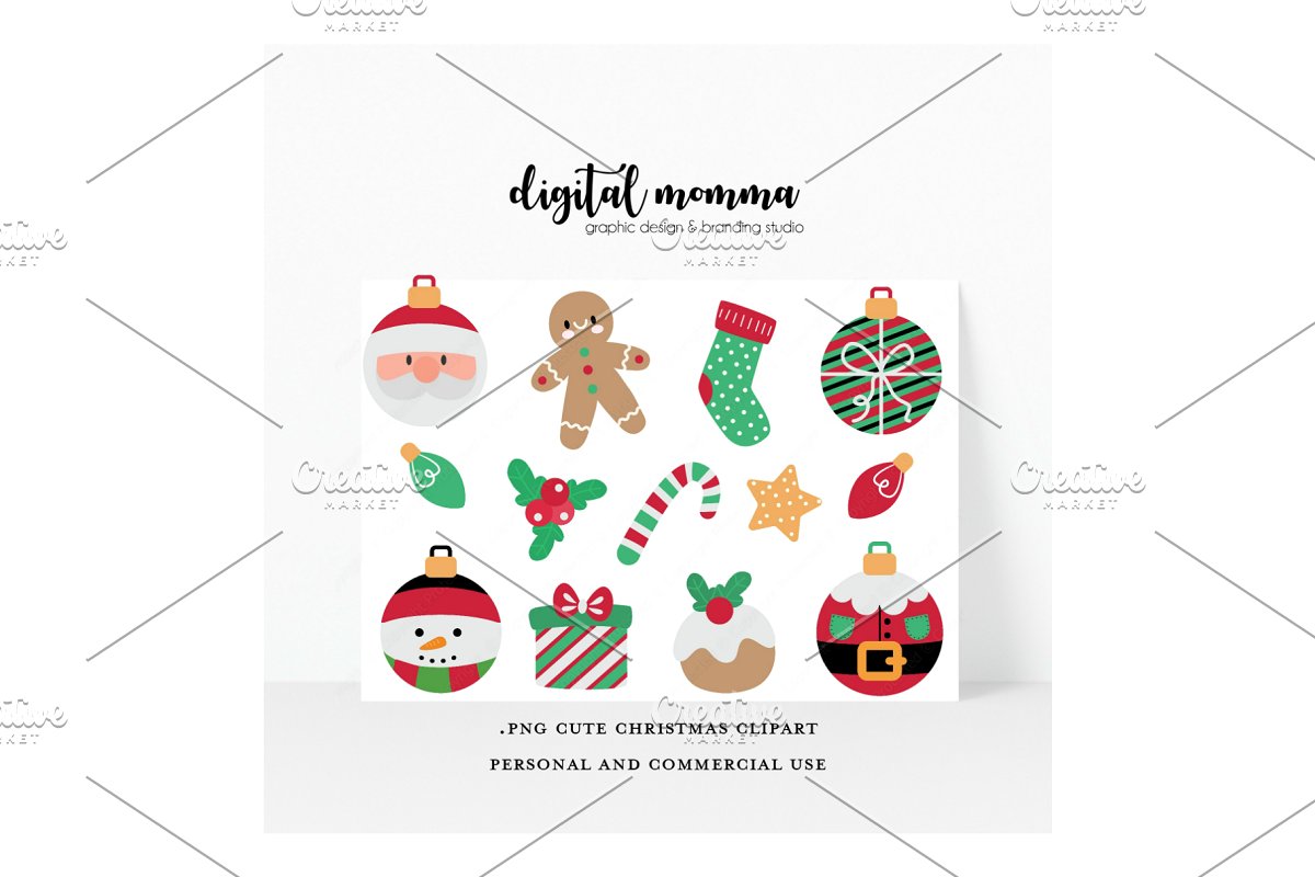 Cute Christmas Clipart, PNG.