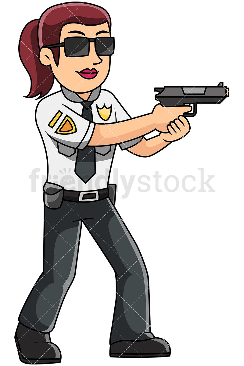 Female Police Officer Holding Service Pistol.