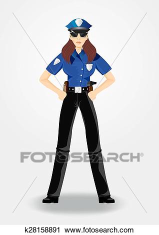 Policewoman or cop woman in uniform Clipart.