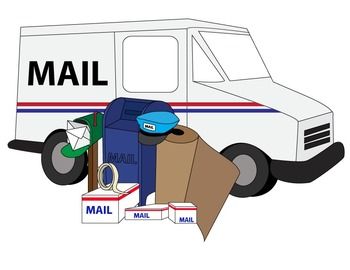 Clean and Simple Mail Box Letter Postal Service Clip Art.