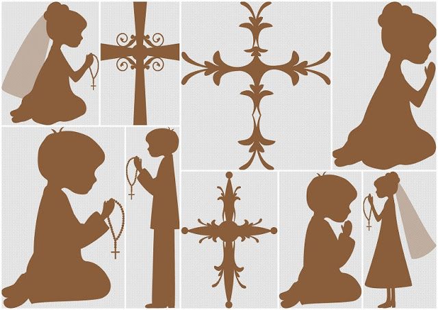 Silhouettes First Communion Clipart..