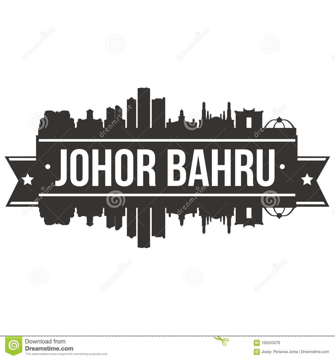 Johor Bahru Malaysia Asia Icon Vector Art Design Skyline Flat City.