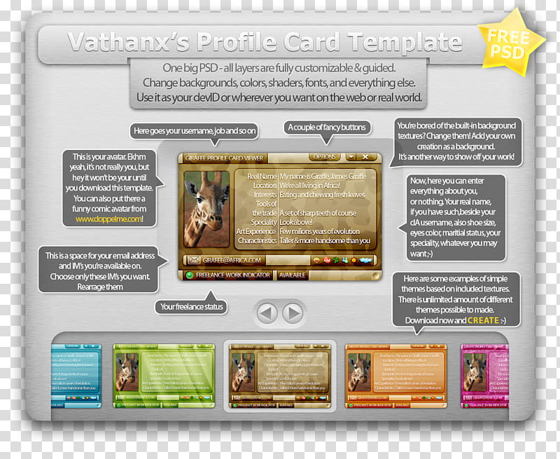 Profile Card Template PSD, vathans text transparent.