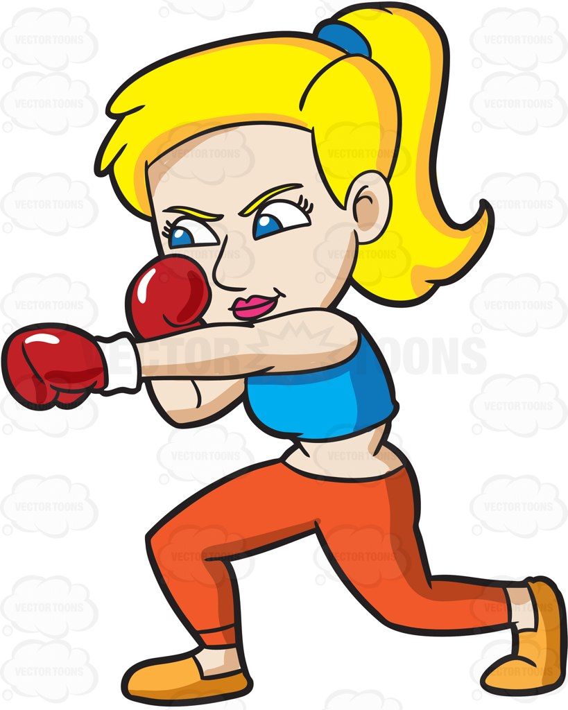 A woman practicing her punches #cartoon #clipart #vector.