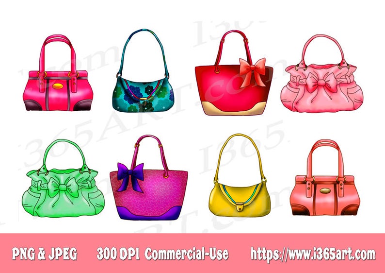 50% OFF Handbag Clipart, Purse Clipart, Clip art, Designer Bags, Fashion,  Scrapbooking, Party Invitations, Graphics, PNG JPEG, Download.
