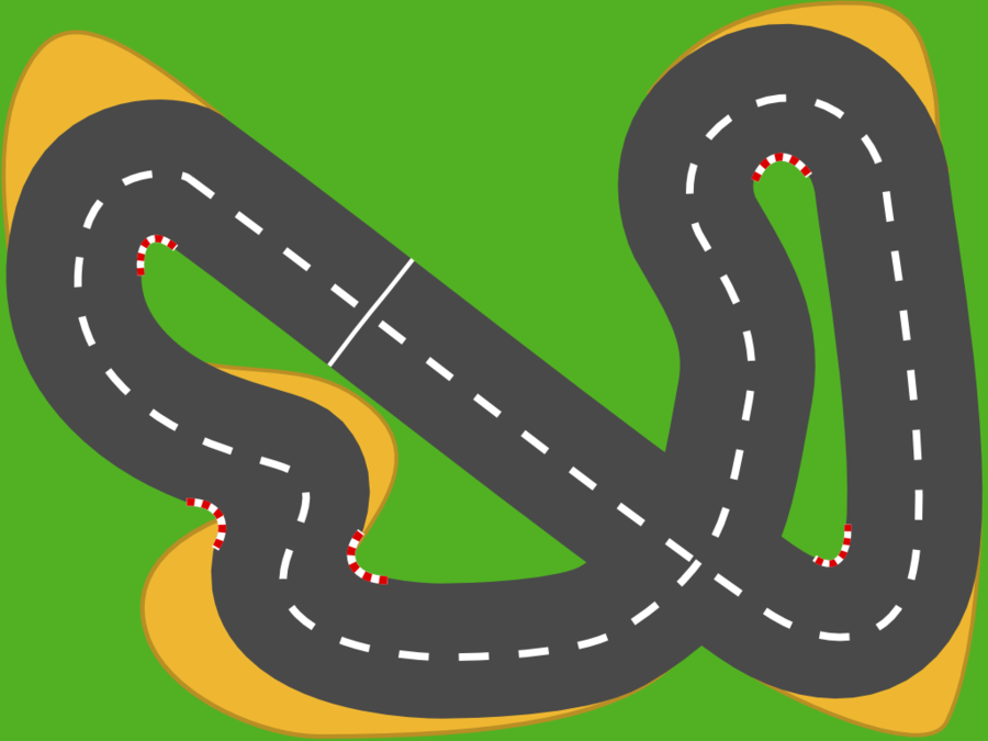 Race Track Cartoon Images - Race Track Curve Road Vector Illustration 