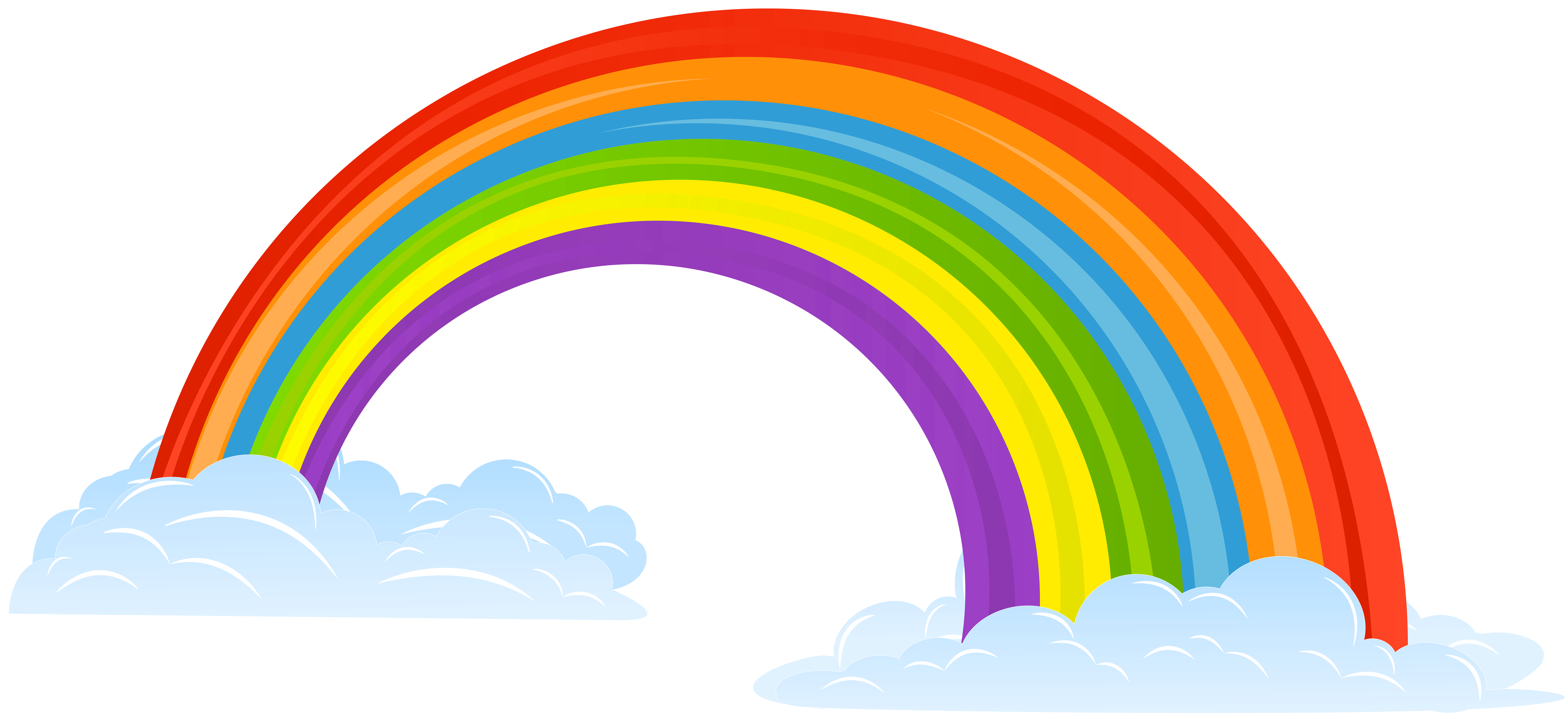Rainbow with Clouds Clip Art Image.