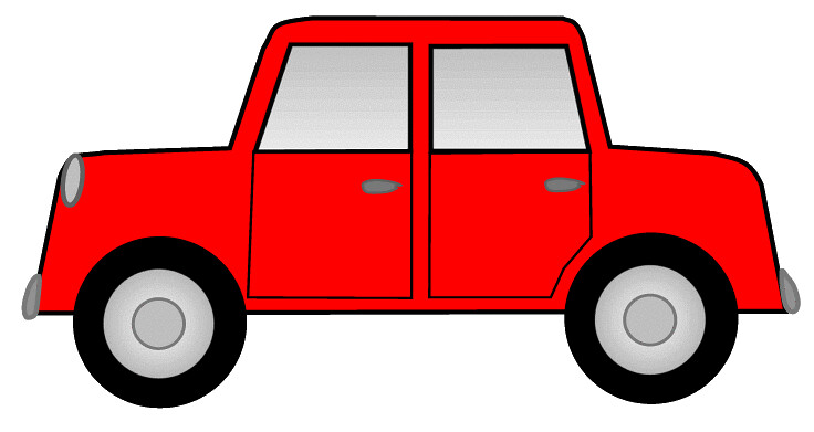 Red car sketch clipart, 12cm long.