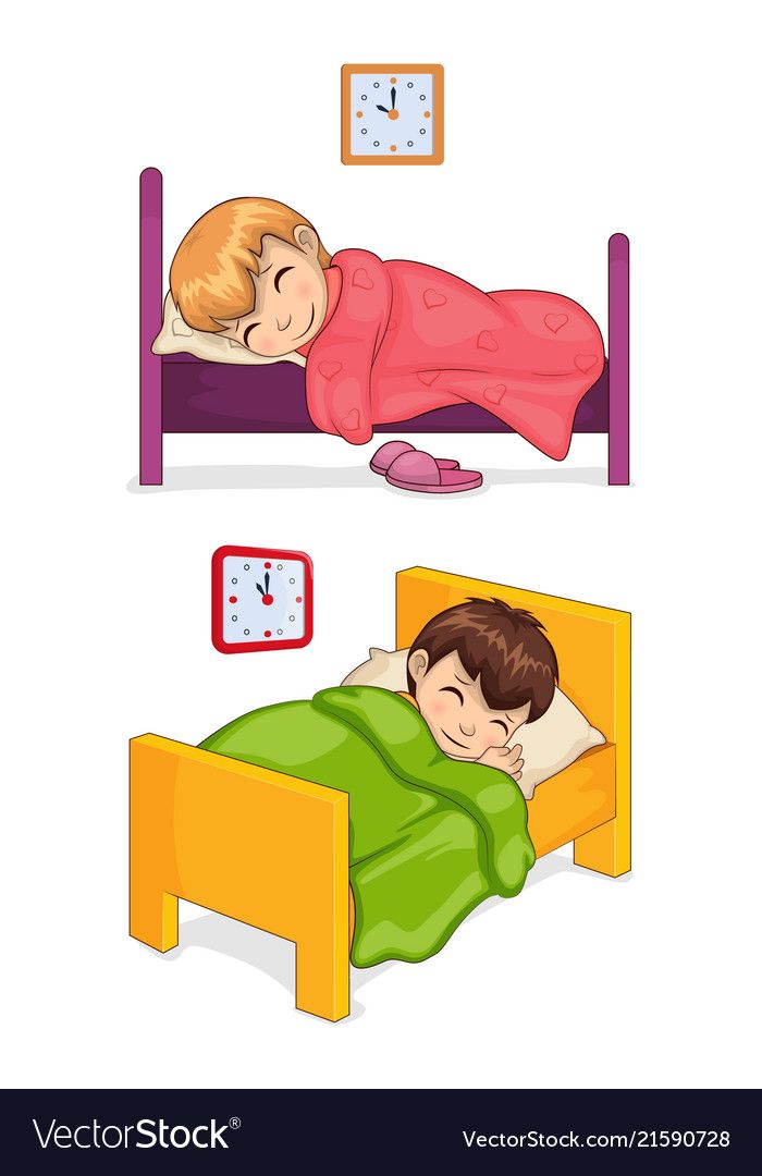 Bed time for little children in cozy beds set Vector Image.