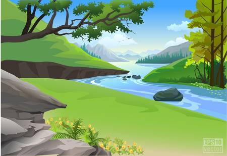 2,557 Mountain Stream Stock Vector Illustration And Royalty Free.