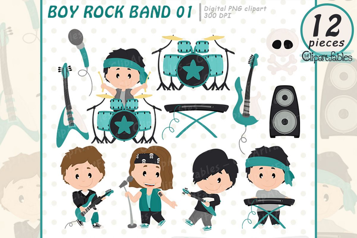 BOY Rock Star clipart, Music clip art.