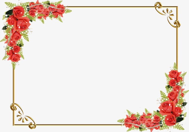 Red rose border PNG clipart.