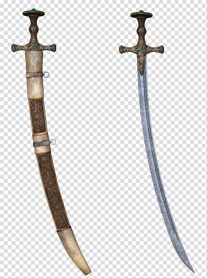 UNRESTRICTED Sword with Scabbard, two gray handled sabers.