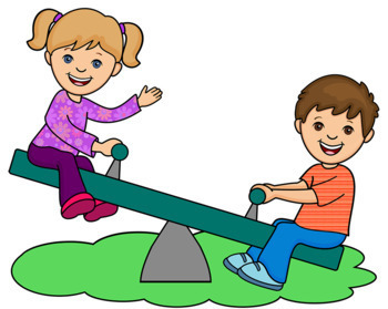 Clipart art of school children and children in the playground..