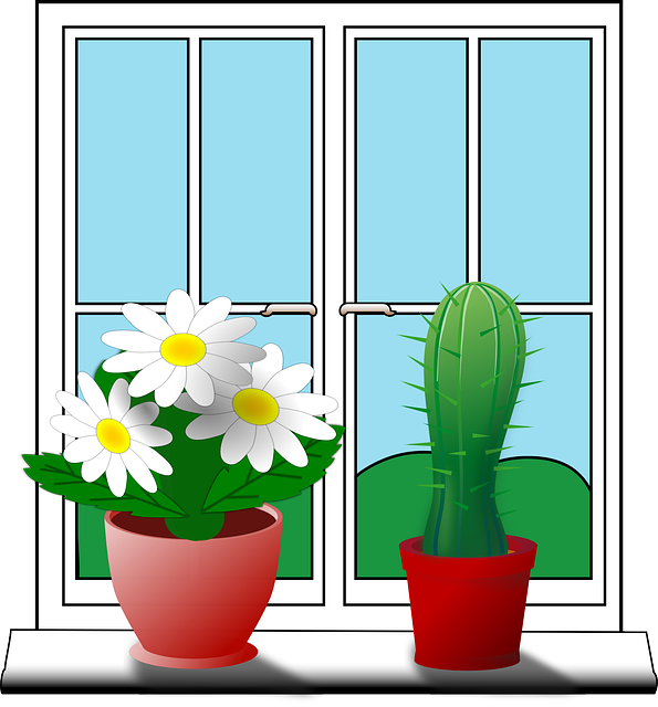 Free vector graphic: Windowsill, Cactus, Flower, House.