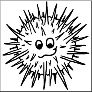 Clip Art: Cartoon Sea Urchin B&W I abcteach.com.